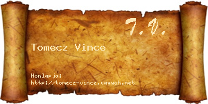 Tomecz Vince névjegykártya